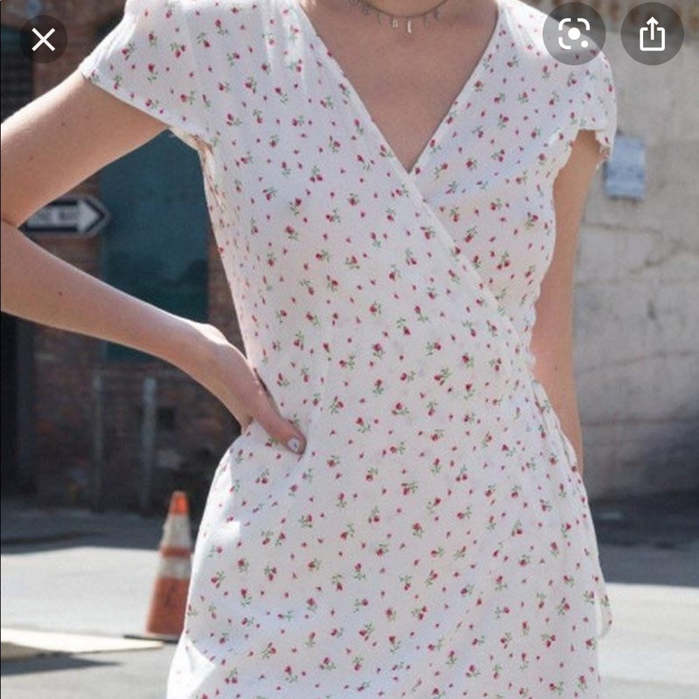 Brandy Melville White Floral Wrap Dress